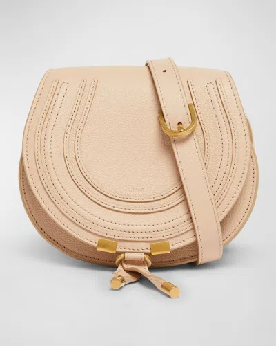 Chloé Marcie Small Crossbody Bag In Grained Calfskin In Cement Pink
