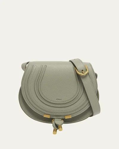 Chloé Marcie Small Crossbody Bag In Grained Calfskin In Sea Grass