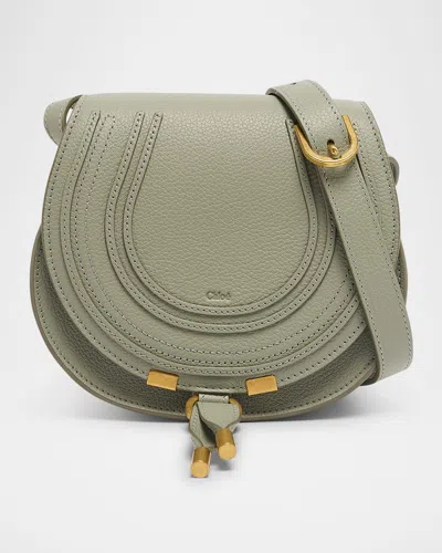 Chloé Marcie Small Crossbody Bag In Grained Calfskin In Sea Grass