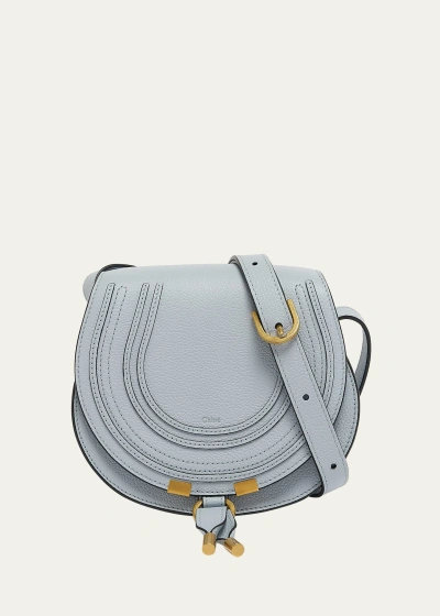 Chloé Marcie Small Crossbody Bag In Grained Leather In Graceful Blue