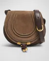 Chloé Marcie Small Crossbody Bag In Nubuck Calfskin In Flannel Grey