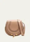 Chloé Marcie Small Crossbody Bag In Shiny Calfskin In Deep Beige