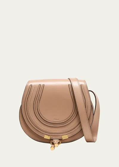 Chloé Marcie Small Crossbody Bag In Shiny Calfskin In Beige