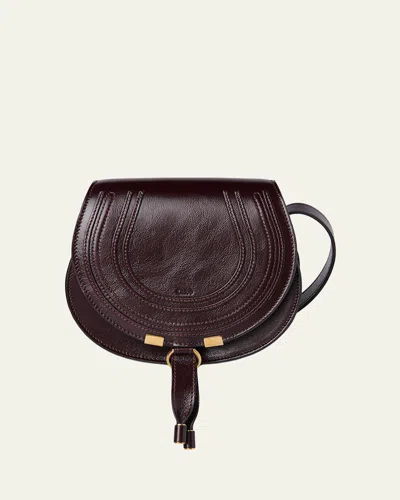 Chloé Marcie Small Crossbody Bag In Shiny Calfskin In Red