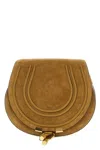 Chloé Marcie Flap Saddle Crossbody Bag In Suede In Brown