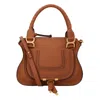 Chloé Marcie Small Double Carry Satchel Bag In Grained Leather In Brown