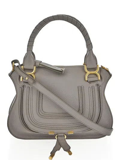 Chloé Marcie Small Double Carry Bag In Grey