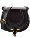 Chloé Marcie Small Embossed Leather Saddle Bag In Black