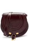 Chloé Chloe Marcie Small Glossed Leather Saddle Bag In Burgundy