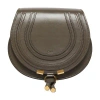 Chloé Marcie Small Glossy Leather Shoulder Bag In Grey