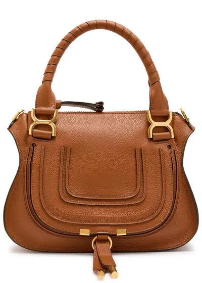 Chloé Chloe Marcie Small Grained Leather Shoulder Bag In Brown