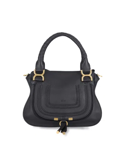 Chloé Marcie Small Leather Handbag With Removable Shoulder Strap In Black