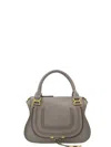 Chloé Small Leather Handbag With Top Handle And Decorative Laces In Gray