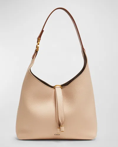 Chloé Marcie Small Hobo Bag In Grained Calfskin In Brown