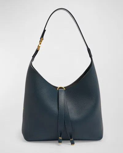 Chloé Marcie Small Hobo Bag In Grained Calfskin In Tapestry Blue