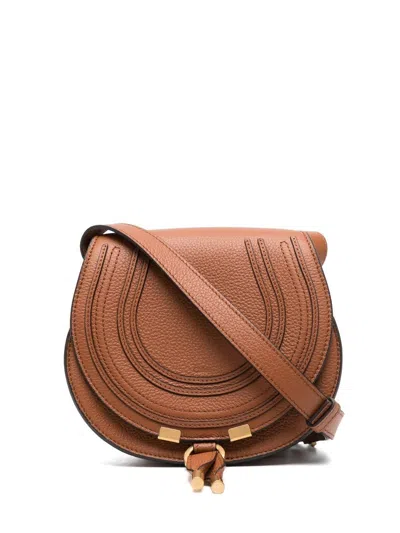 Chloé Marcie Small Leahter Saddle Bag In Brown