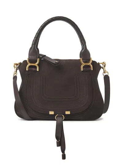 Chloé Marcie Small Leather Bag In Brown