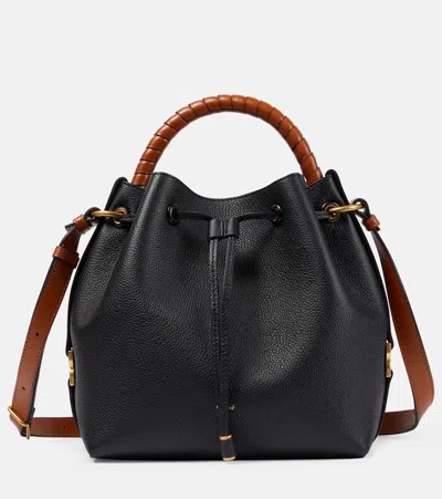 Chloé Marcie Small Leather Bucket Bag In Black