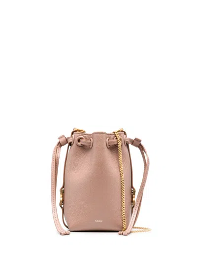 Chloé Marcie Small Leather Bucket Bag In Pink