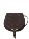 Chloé Small Marcie Saddle Bag In Suede Leather In Burgundy