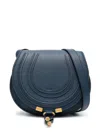 Chloé Marcie Mini Saddle Suede Crossbody Bag In Blue