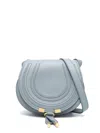 Chloé Black Leather Saddle Crossbody Bag For Women In Clear Blue