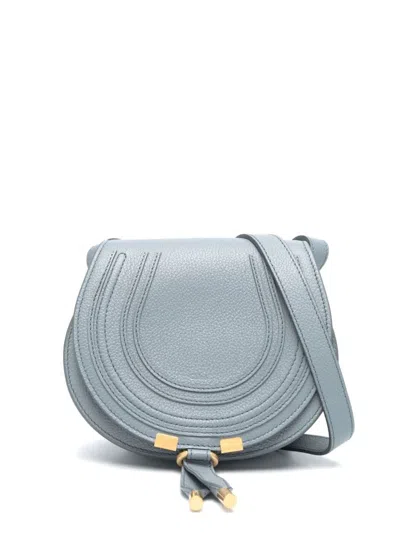 Chloé Black Leather Saddle Crossbody Bag For Women In Storm Blue