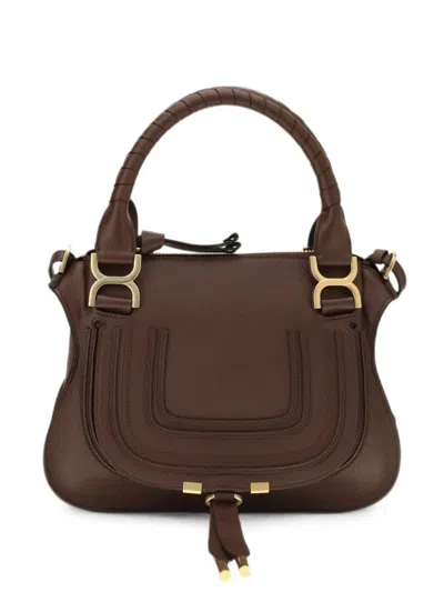 Chloé Marcie Small Leather Handbag In Brown
