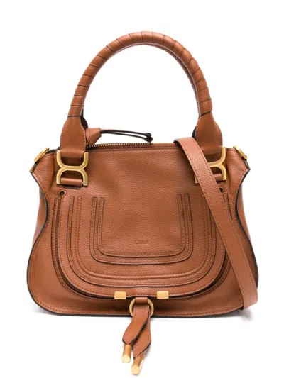 Chloé Marcie Small Leather Handbag In Luggage
