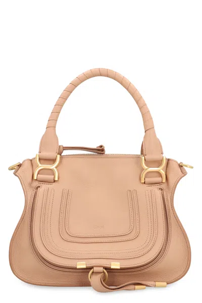 Chloé Marcie Small Leather Handbag In Sand