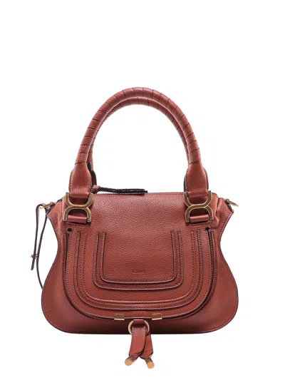 Chloé Marcie Small Leather Handbag With Removable Shoulder Strap In Brown