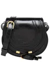 Chloé Chloe Small Marcie Grained Calfskin Saddle Bag In Black In Black