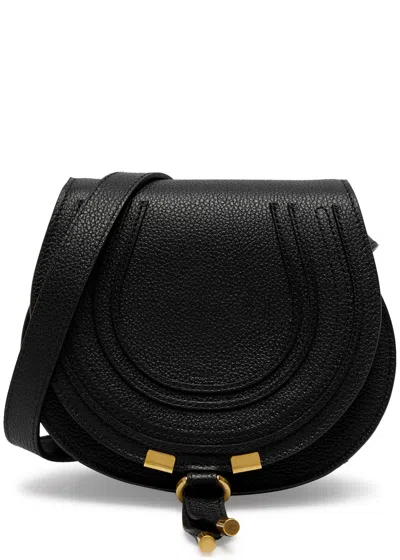 Chloé Chloe Marcie Small Leather Saddle Bag In Black