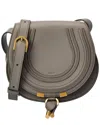 Chloé Small Leather Marcie Saddle Bag In Grey