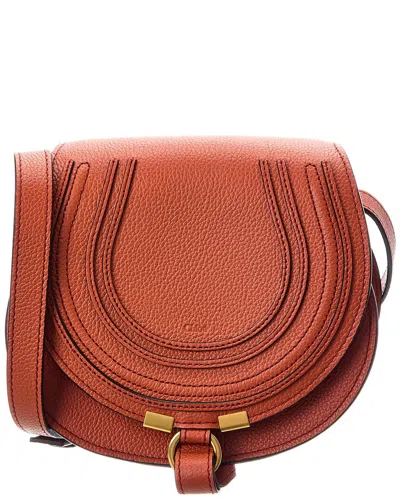 Chloé Marcie Small Leather Saddle Bag In Orange