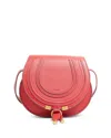 Chloé Marcie Small Leather Saddle Bag In Reddish Pink/gold