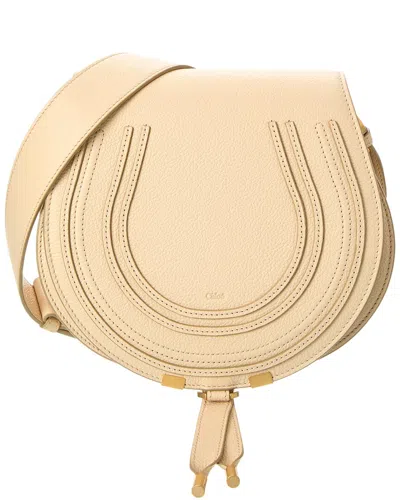 Chloé Marcie Small Leather Saddle Bag In Sand