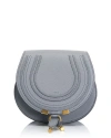 Chloé Marcie Small Leather Saddle Bag In Storm Blue/gold