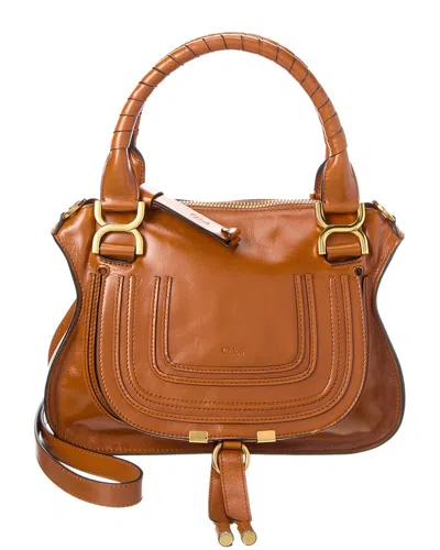 Chloé Marcie Small Leather Satchel In Brown