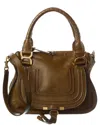 Chloé Marcie Small Leather Satchel In Green