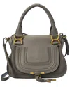 Chloé Small Leather Handbag With Top Handle And Decorative Laces In Grey