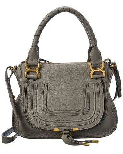 Chloé Small Leather Handbag With Top Handle And Decorative Laces In Grey