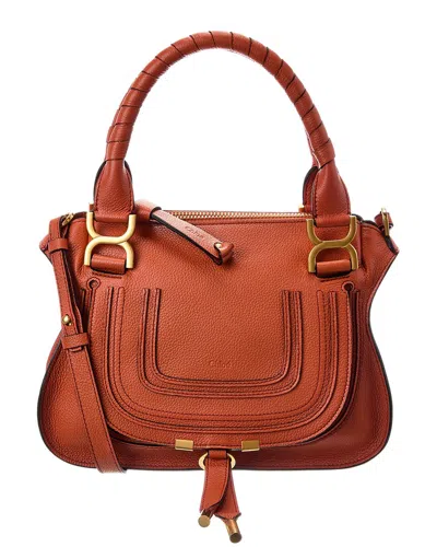 Chloé Marcie Small Leather Satchel In Orange