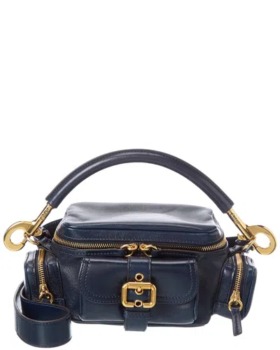 Chloé Marcie Small Leather Shoulder Bag In Blue