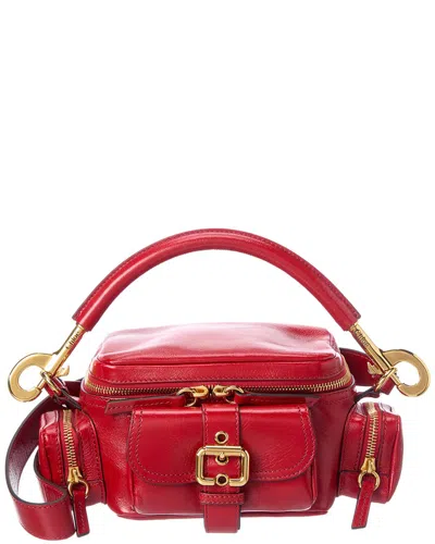 Chloé Marcie Small Leather Shoulder Bag In Red