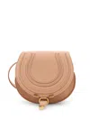 Chloé Marcie Small Leather Shoulder Bag With Logo Engraving In Tan
