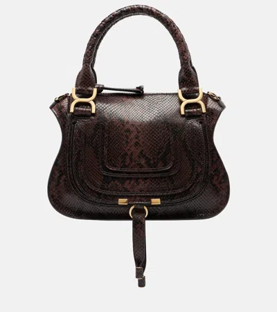 Chloé Marcie Small Leather Top-handle Bag In Brown