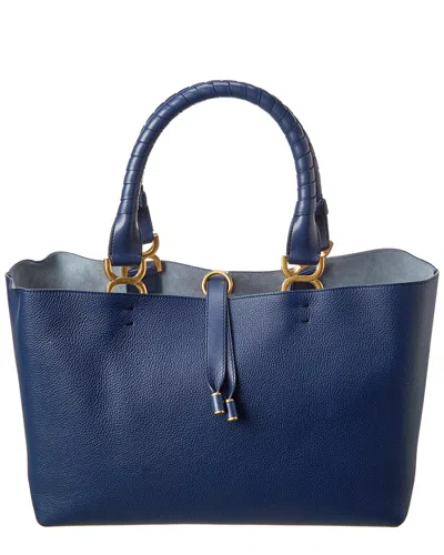 Chloé Marcie Small Leather Tote In Blue