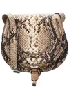 Chloé Marcie Small Python-embossed Leather Saddle Bag In White