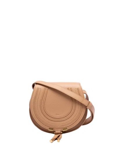 Chloé `marcie` Small Saddle Bag In Beige